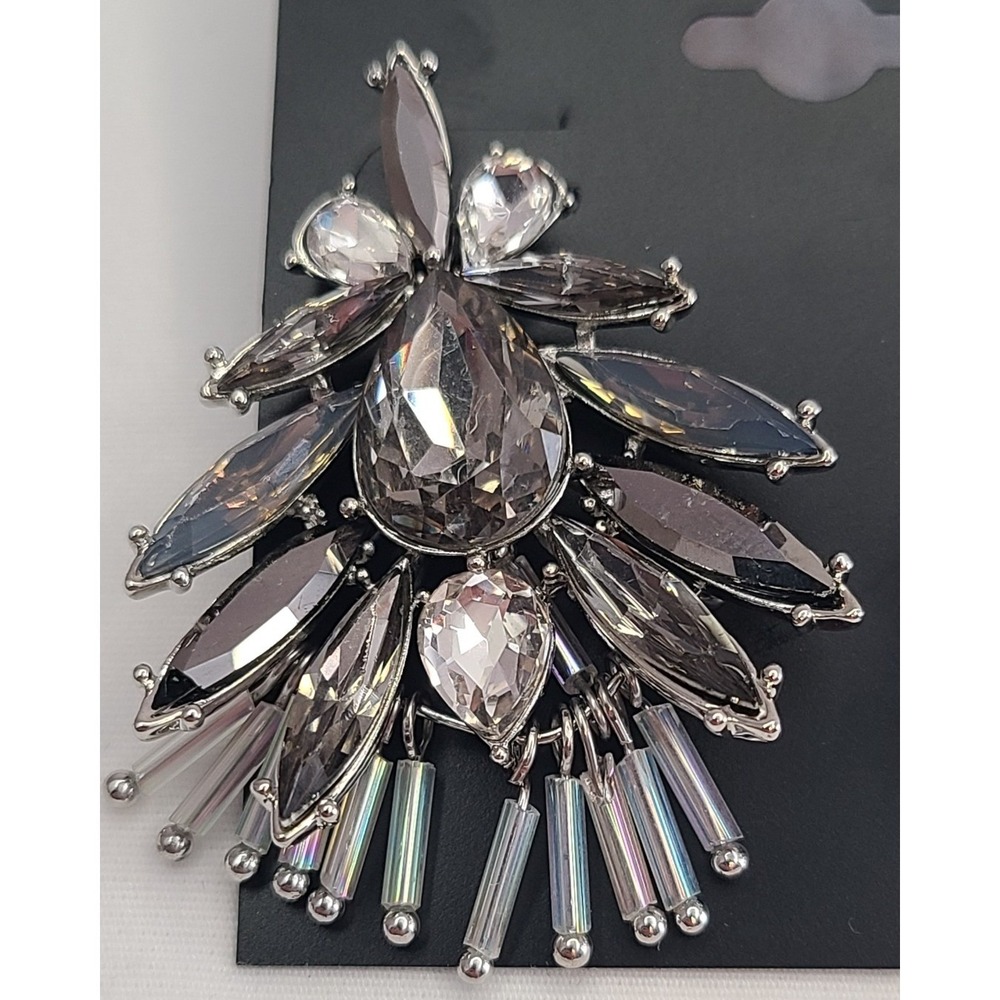 INC International Concepts Gray Gemstone Cluster Drop Earrings - Picture 2 of 3